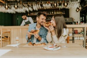A couple eating at one of the best restaurants in Hood River.