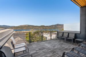 The balcony of a Hood River vacation rental to relax on after exploring the Hood River Fruit Loop.