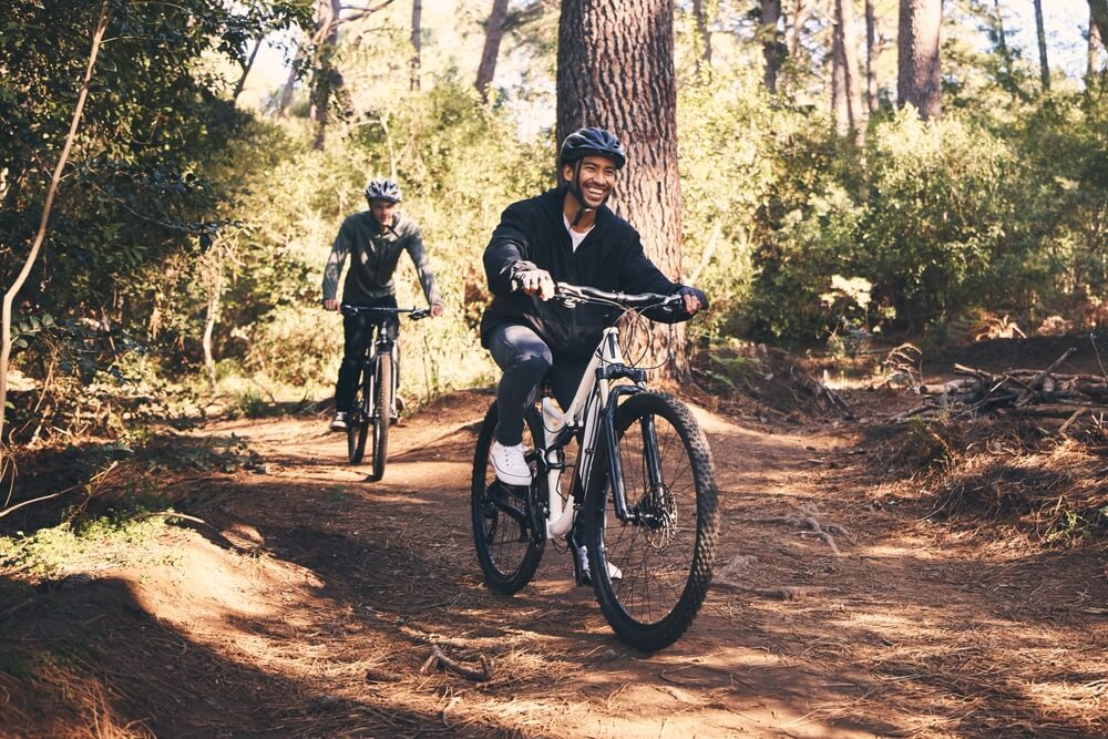 People mountain biking in Hood River.