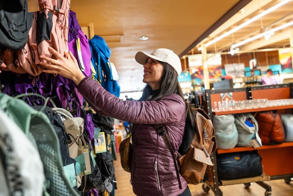 A woman shopping at store in Hood River.